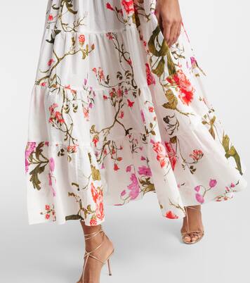 Floral tiered cotton seersucker midi dress | Erdem