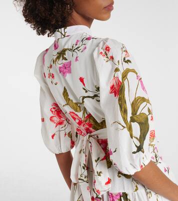 Floral tiered cotton seersucker midi dress | Erdem