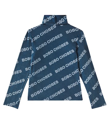 Logo turtleneck cotton-blend jersey top | Bobo Choses