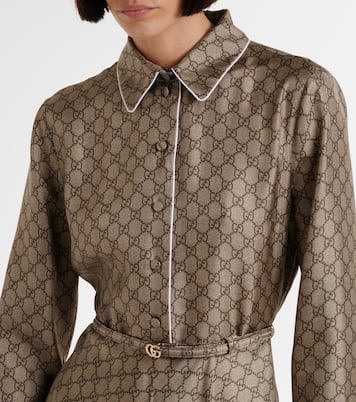 GG silk twill shirt dress | Gucci