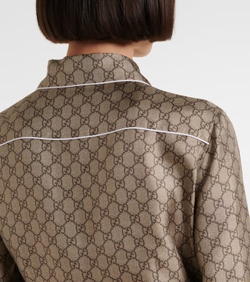 GG silk twill shirt dress | Gucci