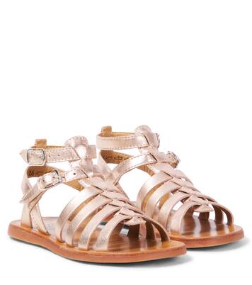 Plagette Gladiator metallic leather sandals | Pom d'Api