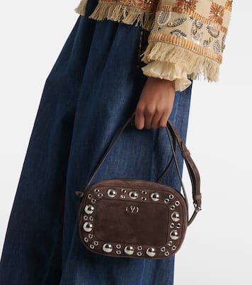 Sac à bandoulière Nellcote Small en daim | Valentino Garavani