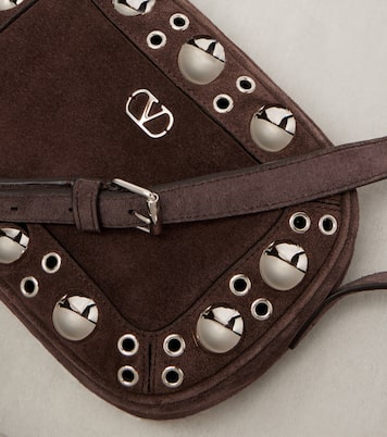Sac à bandoulière Nellcote Small en daim | Valentino Garavani