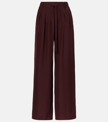 Pleated silk straight pants | Loewe