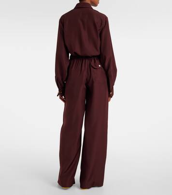 Pleated silk straight pants | Loewe