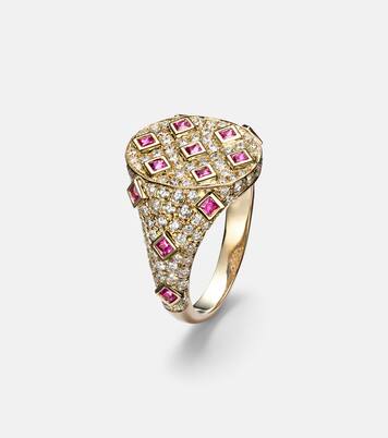 Anello in oro 9kt con diamanti e zaffiri | Yvonne Léon