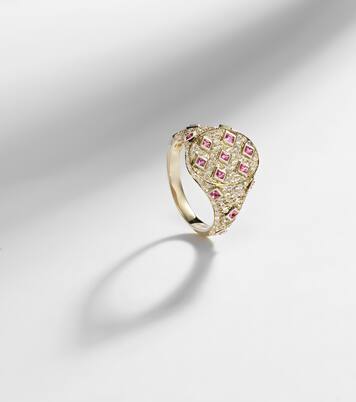 Anello in oro 9kt con diamanti e zaffiri | Yvonne Léon