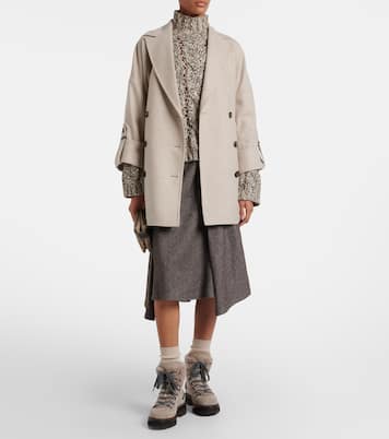 Schnürstiefel aus Veloursleder mit Shearling | Brunello Cucinelli