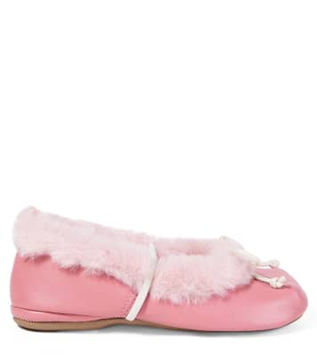 Shearling-trimmed leather ballet flats | PèPè
