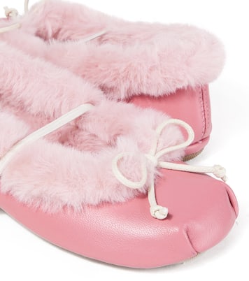 Shearling-trimmed leather ballet flats | PèPè