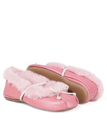 Shearling-trimmed leather ballet flats | PèPè