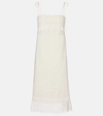 Lace-trimmed linen midi dress | Valentino