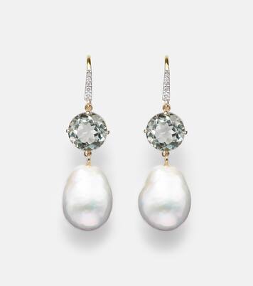 Pendientes de oro de 14 ct con amatistas, perlas y diamantes | Mateo