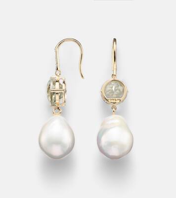 Pendientes de oro de 14 ct con amatistas, perlas y diamantes | Mateo