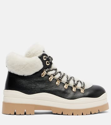 Arosa shearling-lined leather lace-up boots  | Bogner