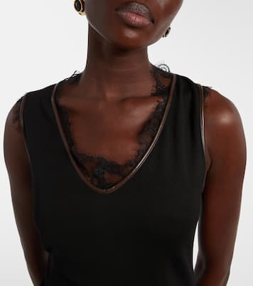 Lace-trimmed leopard-print asymmetric midi dress | Jacques Wei