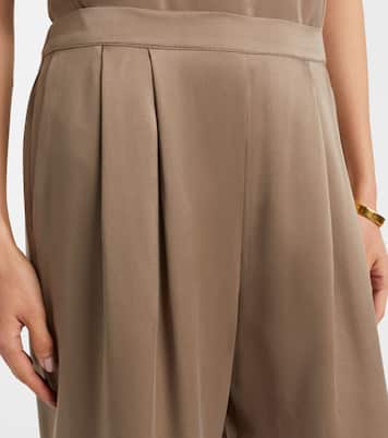 Isola真丝素绉缎阔腿裤 | Asceno