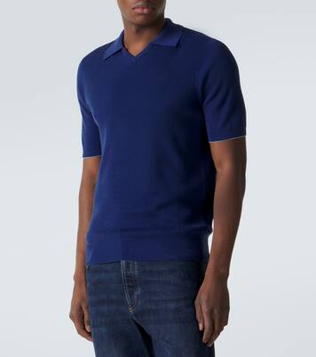 Ribbed-knit cotton polo shirt  | Brunello Cucinelli