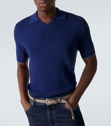 Ribbed-knit cotton polo shirt  | Brunello Cucinelli