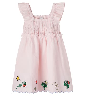 Embroidered scalloped linen and cotton dress | Stella McCartney Kids