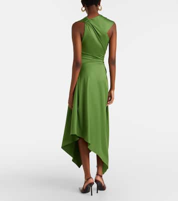 Asymmetric gathered jersey midi dress | Victoria Beckham