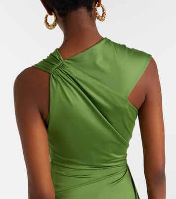 Asymmetric gathered jersey midi dress | Victoria Beckham