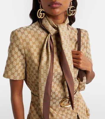 GG printed silk twill scarf | Gucci