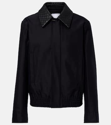 Intrecciato leather-trimmed canvas jacket | Bottega Veneta