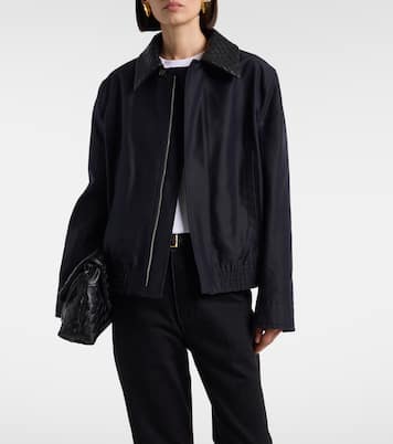 Intrecciato leather-trimmed canvas jacket | Bottega Veneta