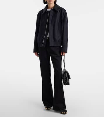 Intrecciato leather-trimmed canvas jacket | Bottega Veneta