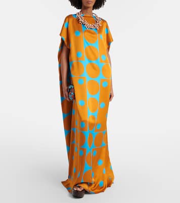 Robe longue imprimée en satin | Dries Van Noten
