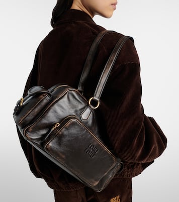 Pocket leather shoulder bag | Miu Miu
