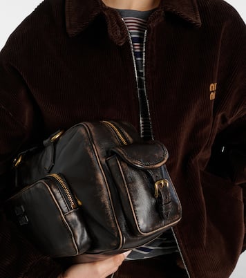 Pocket leather shoulder bag | Miu Miu