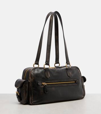 Pocket leather shoulder bag | Miu Miu