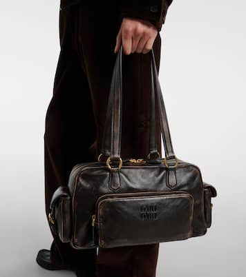 Pocket leather shoulder bag | Miu Miu
