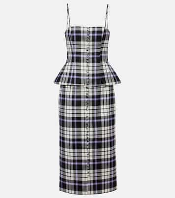 Checked trompe l’œil wool midi dress | Carolina Herrera