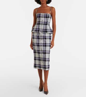 Checked trompe l’œil wool midi dress | Carolina Herrera