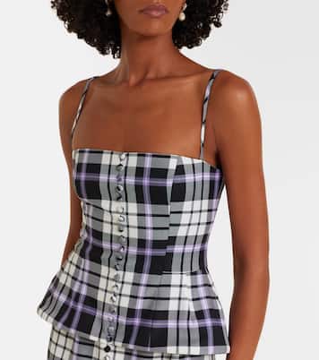 Checked trompe l’œil wool midi dress | Carolina Herrera