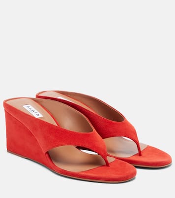 Wedge-Sandalen Cube aus Veloursleder | Alaïa