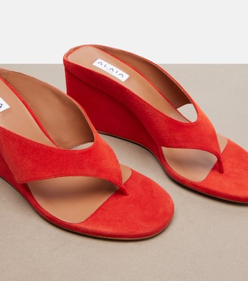 Wedge-Sandalen Cube aus Veloursleder | Alaïa