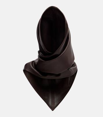 Draped leather hood | Nour Hammour