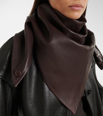 Draped leather hood | Nour Hammour