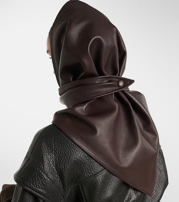 Draped leather hood | Nour Hammour