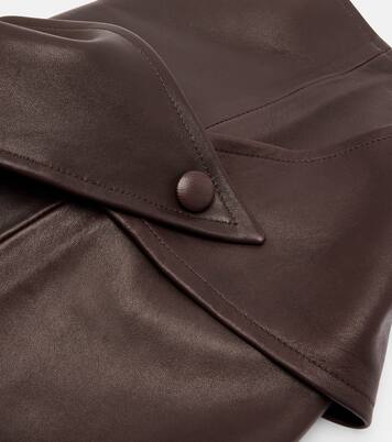 Draped leather hood | Nour Hammour
