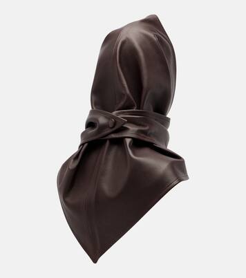 Draped leather hood | Nour Hammour