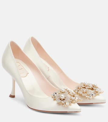 Pumps RV Bouquet 85 in raso con cristalli | Roger Vivier