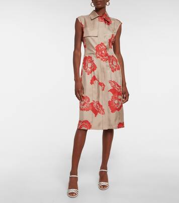 Robe midi en soie à fleurs | Ferragamo
