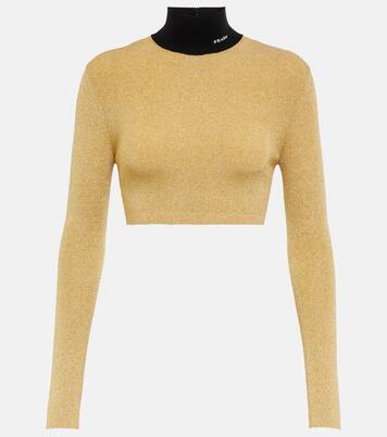 Lamé cropped turtleneck sweater | Prada