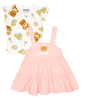 Baby set of cotton-blend T-shirt and dress | Moschino Kids